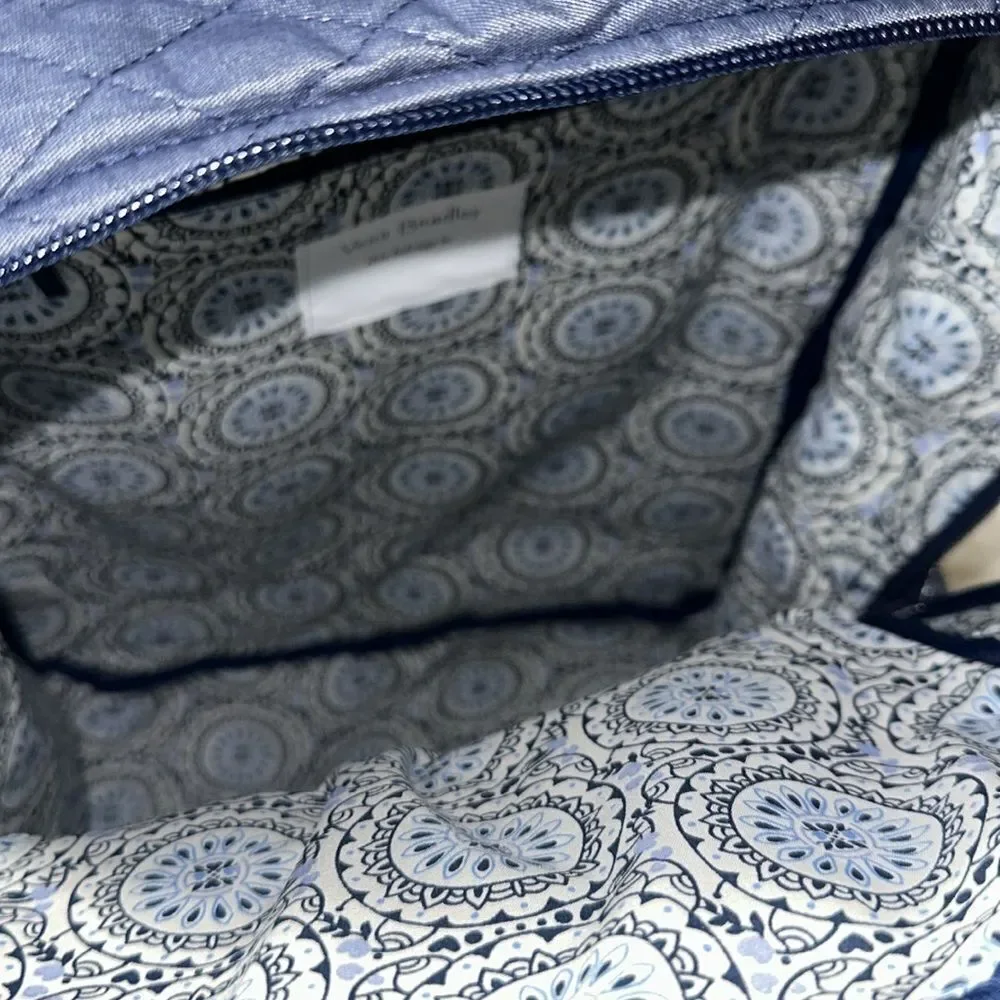 Vera Bradley Denim Moonlight Navy Large Laptop Essential Quilted Backpack 31L